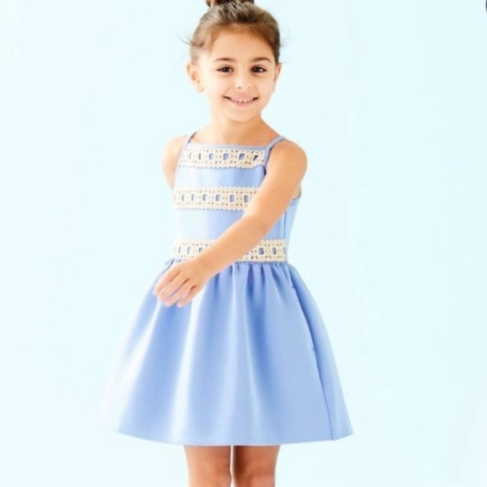 Lilly Pulitzer Girls Elize Dress with pockets -periwinkle
